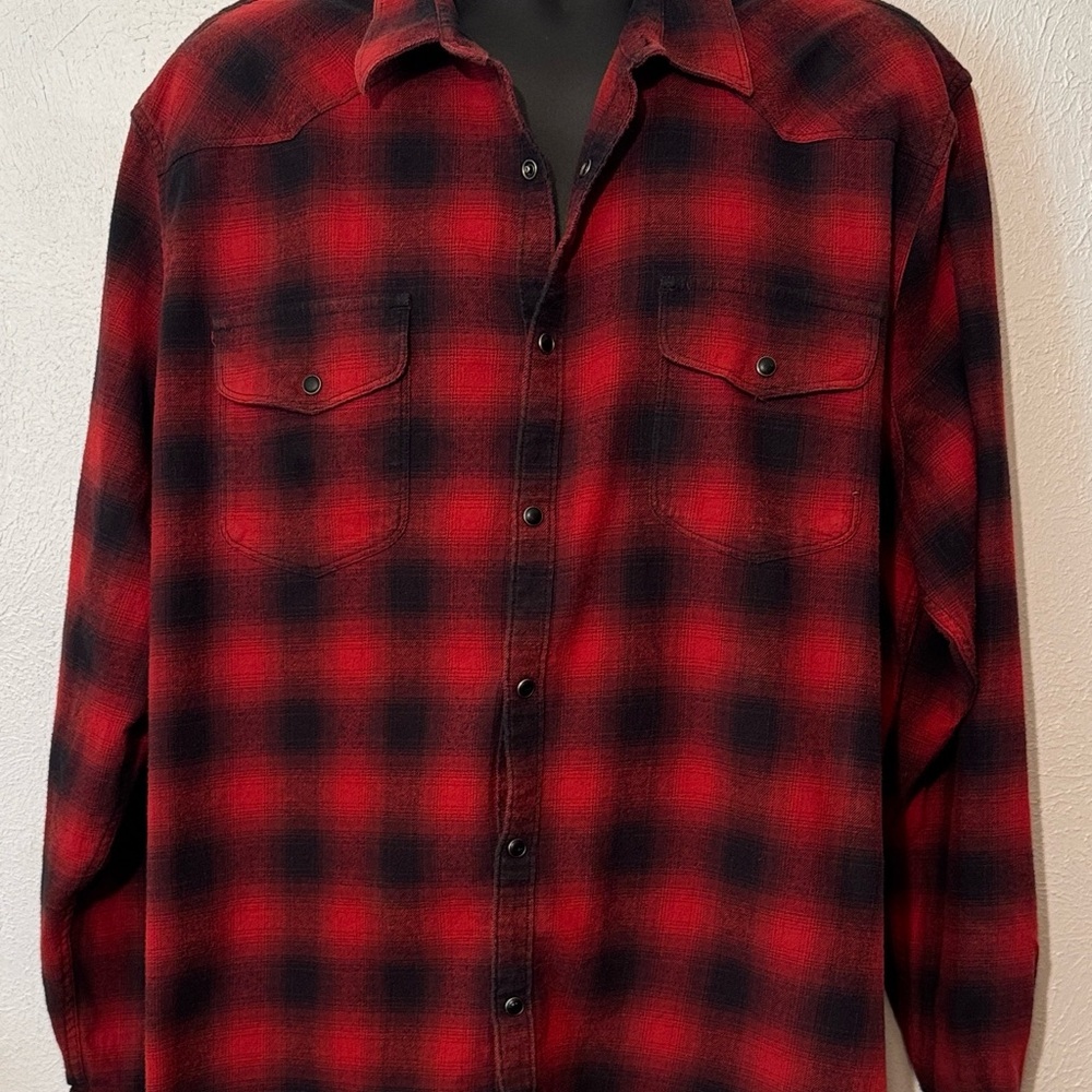 Lucky Brand Men's Red and Black Plaid Shirts